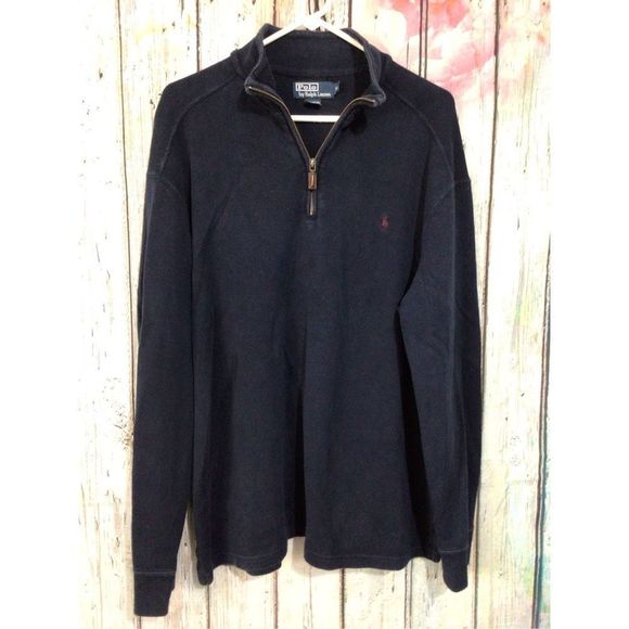 Ralph Lauren 90’s 1/4 Zip Sweater Sweatshirt Size XL Navy 🌴 - Picture 9 of 13